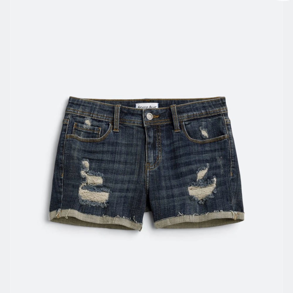 Studio Dark Blue Distressed Jean Shorts